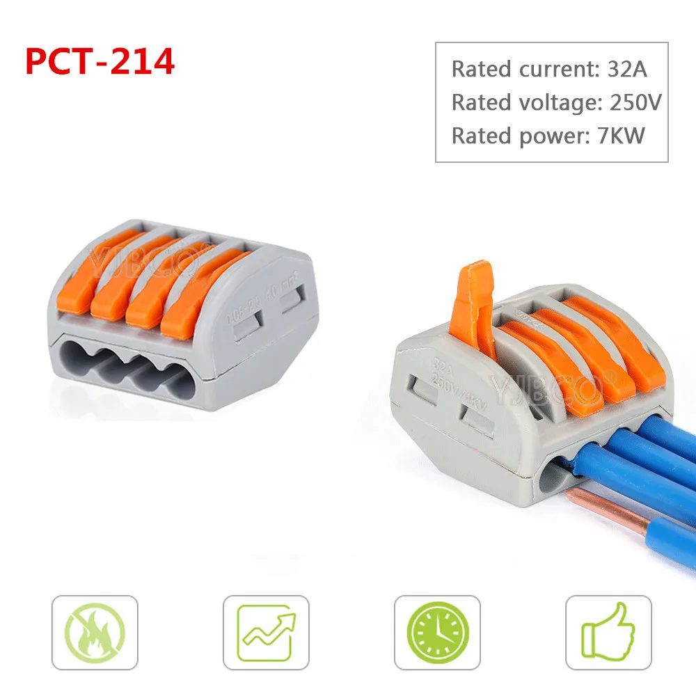 PCT-214 10-100pcs светодиодные полосы светильник компактный Универсальный разъем провода 2pin 3pin 4pin 5pin 8pin разъем, клемма блока вниз светильник разъем - Цвет: PCT-214