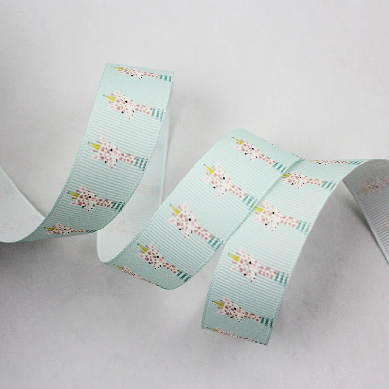 

Cartoon Cute sika deer printed grosgrain ribbon 9-75mm DIY handmade materials christmas wedding gift wrap tape ribbons