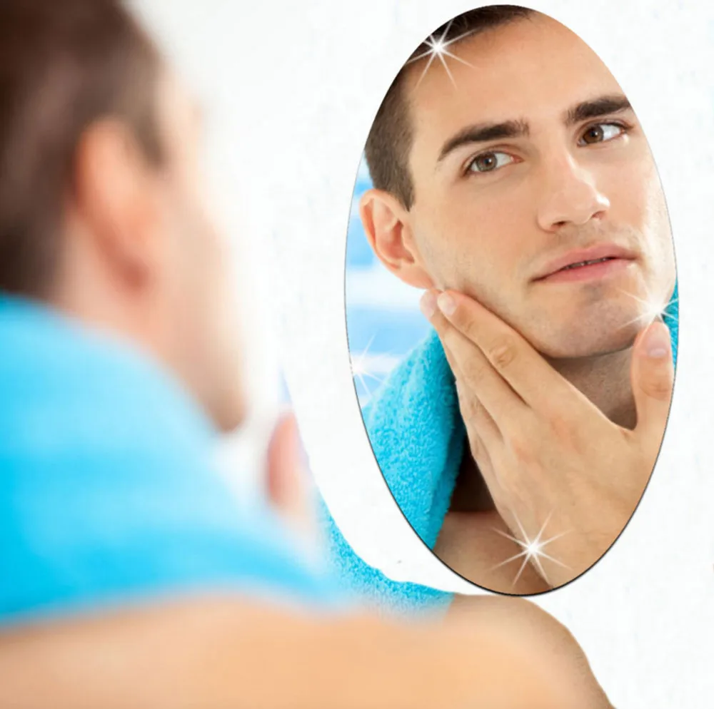 Зеркальная Наклейка на стену Овальный самоклеящийся комнатный декор