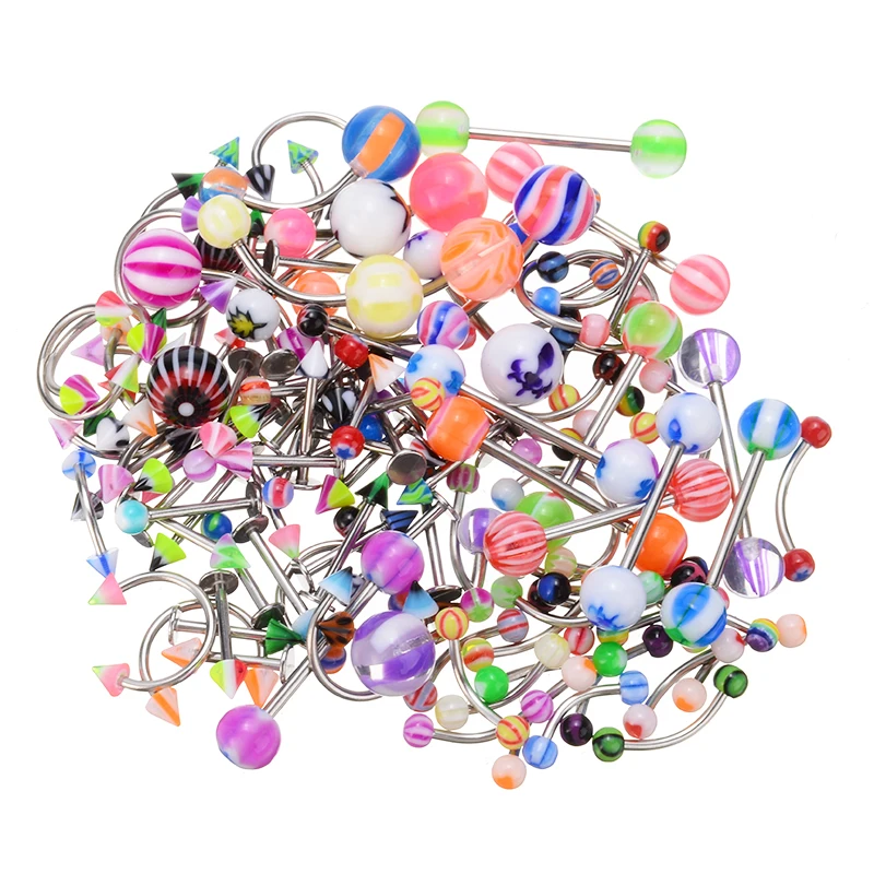 110 шт многоцветные пирсинг для тела ювелирные изделия женщин мужчин бровей пупка