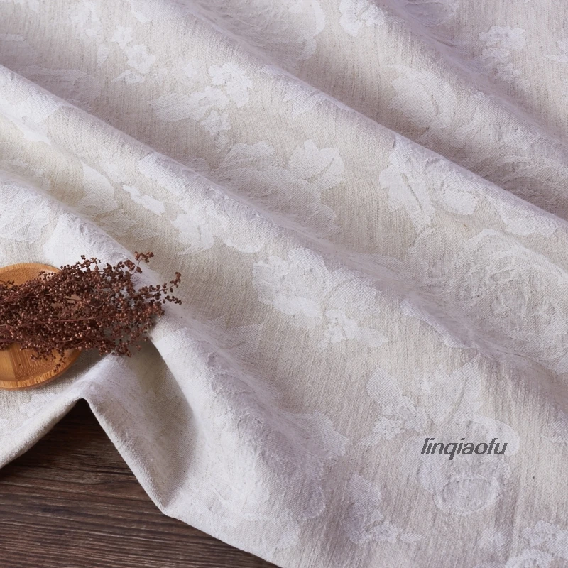 Конопляная жаккардовая ткань Высококачественная брендовая для одежды льняная |