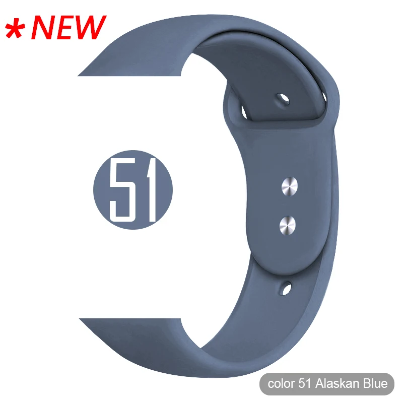 Мягкий силиконовый спортивный ремешок для Apple Watch 5 4 3 2 1 38 мм 42 мм, резиновый ремешок для часов Iwatch series 5 4 40 мм 44 мм - Цвет ремешка: 51 Alaskan Blue