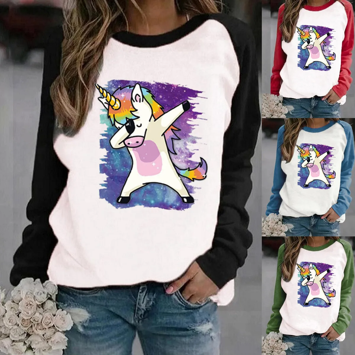 

RED 2 Women hoodies the winter 2021 raglan sleeve head leisure printed flannel fleece