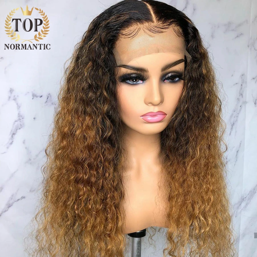 

Topnormantic Ombre Color Deep Wave Wig Lace Front Wig 26" Human Hair Wigs For Women Pre Plucked Hairline Remy Human Hair Wig