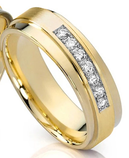 women TC001FY Ladies Love Альянс обещание обручальные кольца набор для обувь для мужчин и женщин Золотой Цвет из нержавеющей стали для него и для нее Брак Обручальное кольцо - Цвет основного камня: women TC001FY
