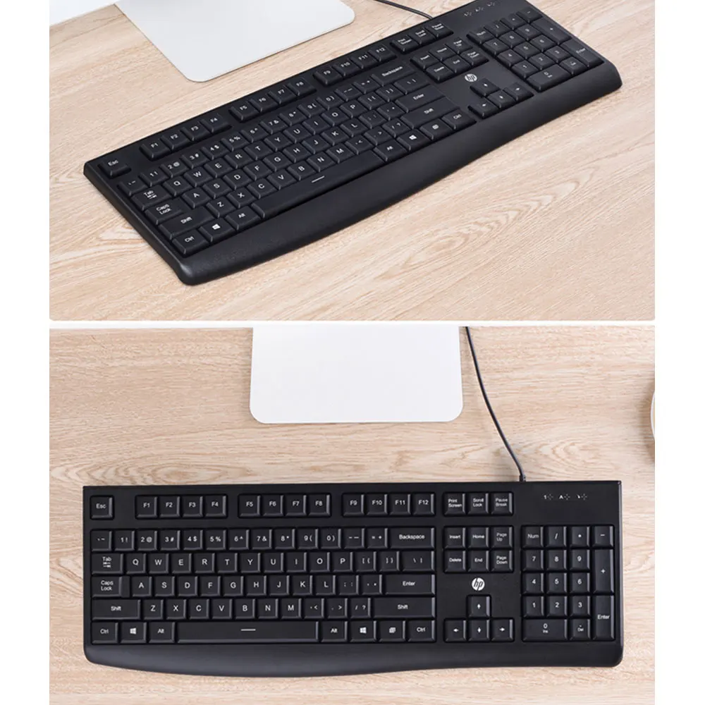 Hp K200 эргономичная клавиатура для компьютера, 104 клавиш, USB Проводная Бесшумная клавиатура для бизнеса, офиса, планшета, ноутбука, комфортное ощущение