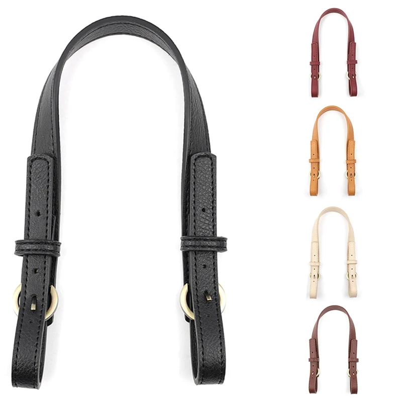 

Diy Luggage PU Leather Bag with Short Adjustable Double Buckle PU Handle Bag with Shoulder Strap Accessories