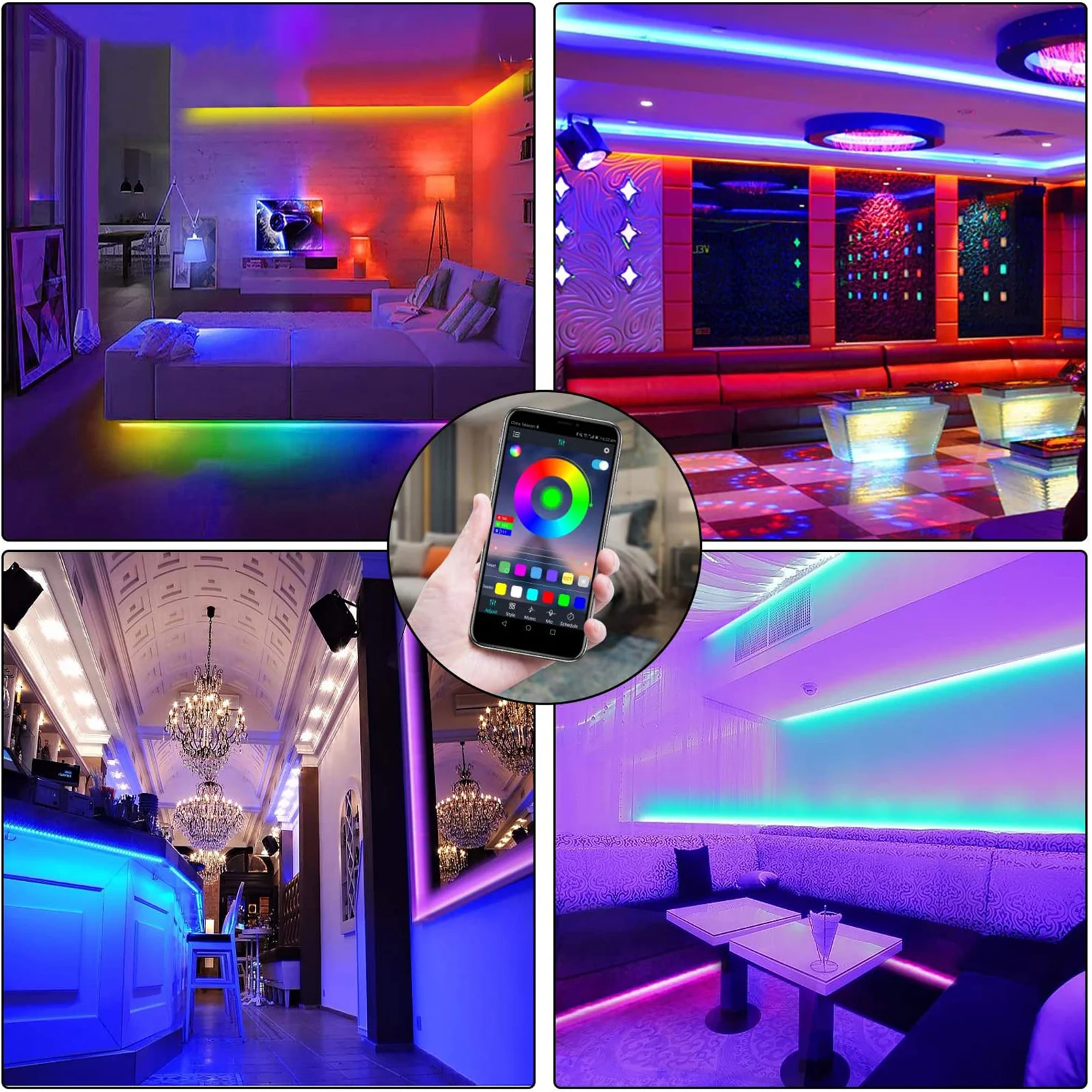 

5/10/12/15/20m 24-Key IR Remote Light Strip 3-Key BT Controller Music Mode 5050RGB Set Home Party Decoration