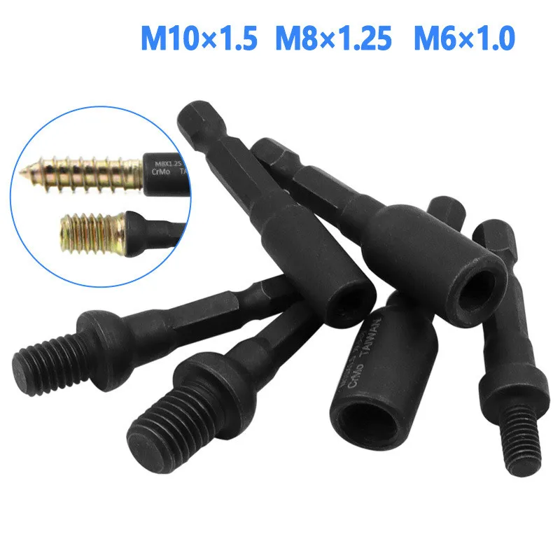 

1Pcs M6 M8 M10 1/4 Hex Shank Square Driver Tap Die Socket Adapter Thread Screw Internal and External Screw Self attack sleeve