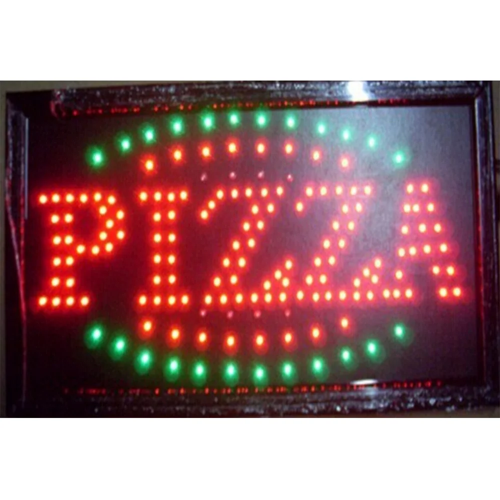 

Special Offer Hot Sale Graphics 15mm indoor Ultra Bright flashing 19X10 Inch PIZZA Business Shop Led open sign