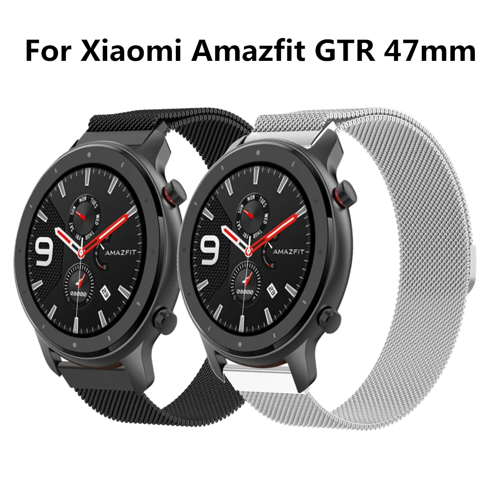 Магнитный браслет для Amazfit GTR ремешок 20 мм 22 мм Миланский металлический Смарт-браслет для Xiaomi Huami Amazfit Bip Pace 1 Stratos 2s