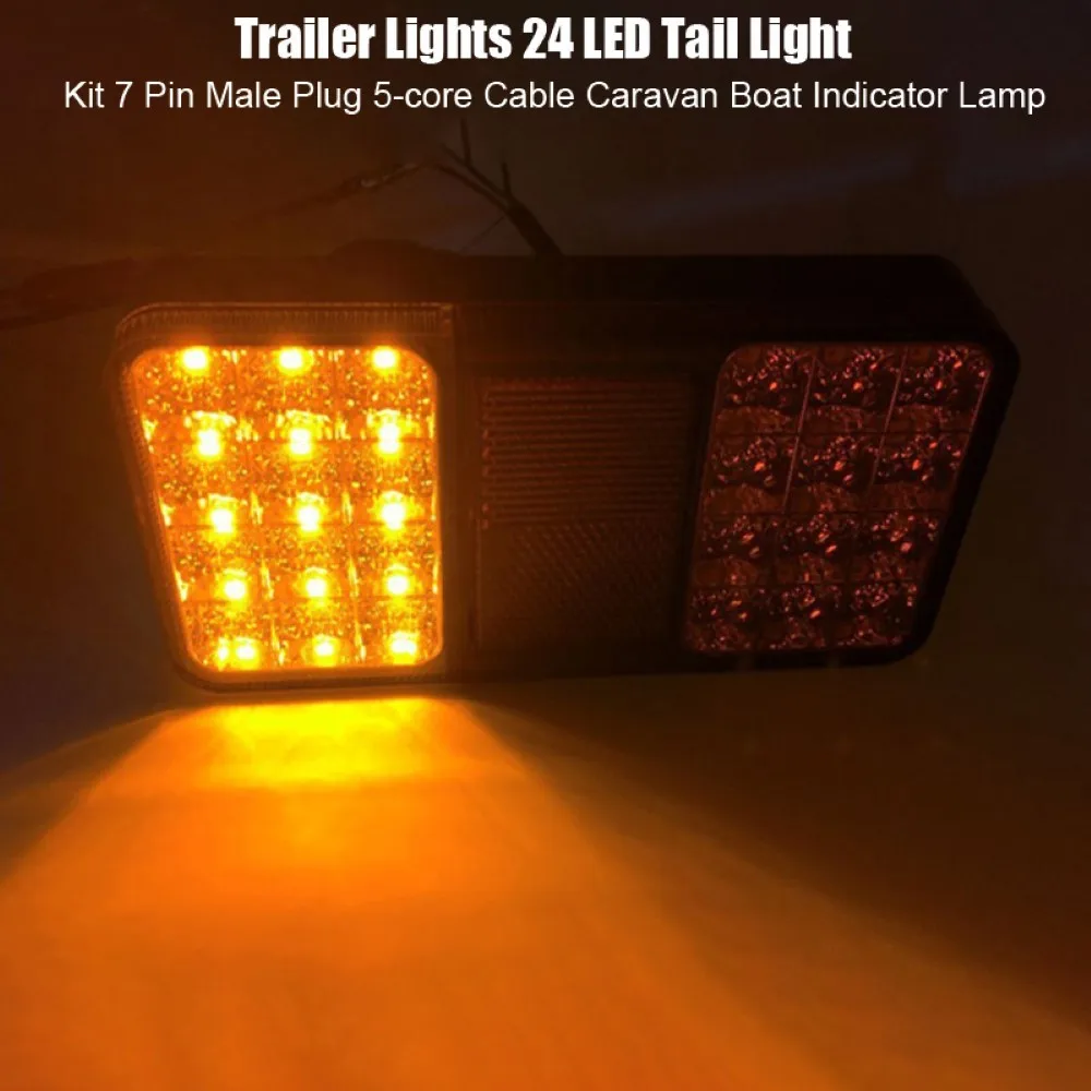 

LED Trailer Light Submersible Tail Light Kit Car Boat Caravan Trunk Side Light Turn Signal with 7 Pin Plugs 8M 5-core Wire