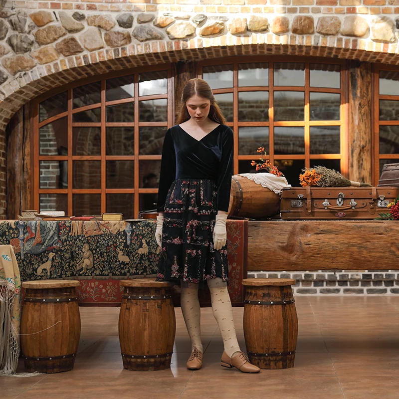 LYNETTE'S CHINOISERIE осенне-зимнее оригинальное дизайнерское женское платье Mori Girls