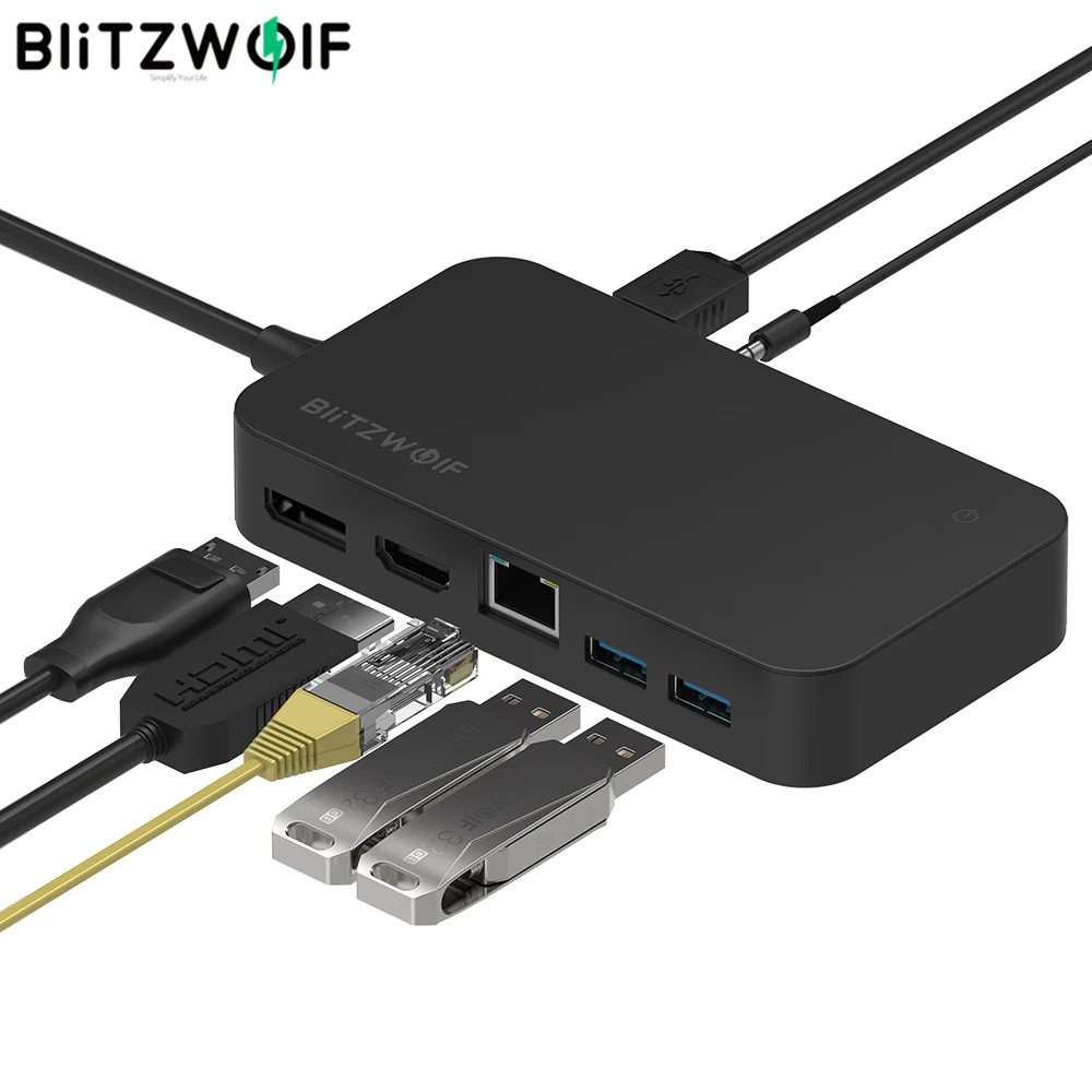 BlitzWolf BW TH7 7 в 1 внешняя фотография с USB 3 0/USB2.0 5 постоянного тока RJ45 гигабитный Ethernet DP