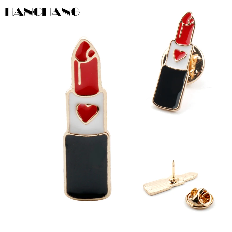 Женская Брошь на воротник в виде губной помады брошь эмалированный штифт |