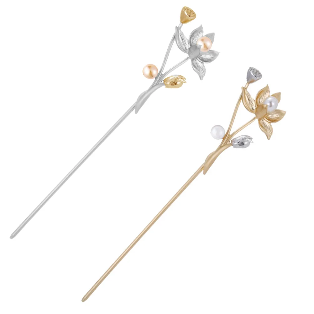 

Классическая жемчужная шпилька для волос, цветочный головной убор, античная шпилька для волос Hanfu, вилка для волос, 2 шт.