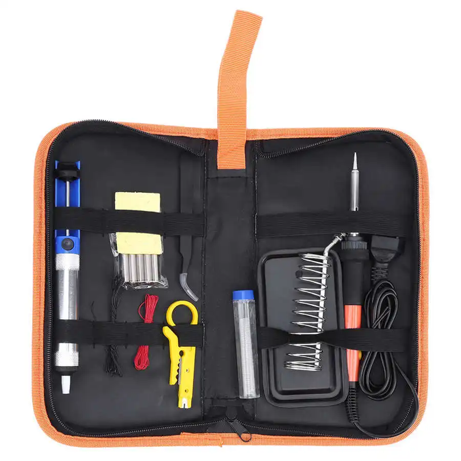 

15Pcs Soldering Iron Tip Electric Soldering Iron Set Orange Temperature Adjustable Welding Tools 60W AC220V Soldering