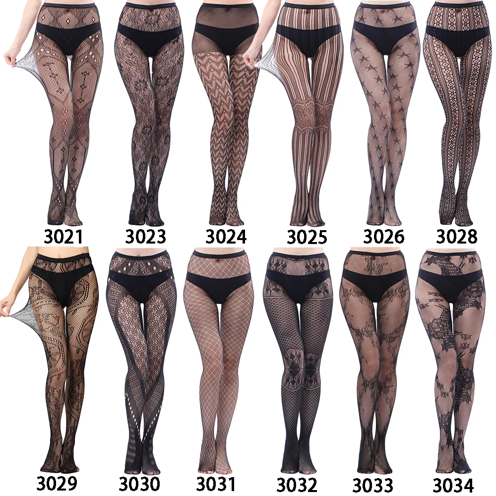 Женские сексуальные прозрачные блестящие колготки сетчатые черные с цветочным