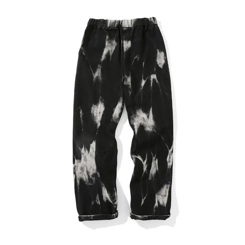 2021 Diablo Style Tie Dye Stylish Men Baggy Elastic Jeans Trousers Straight Loose Streetwear Male Punk Denim Pants Pantalones