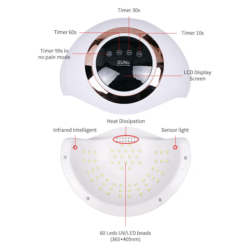 Лампа маникюрная УФ/LED для сушки всех видов гель лака Сушилка ногтей маникюра