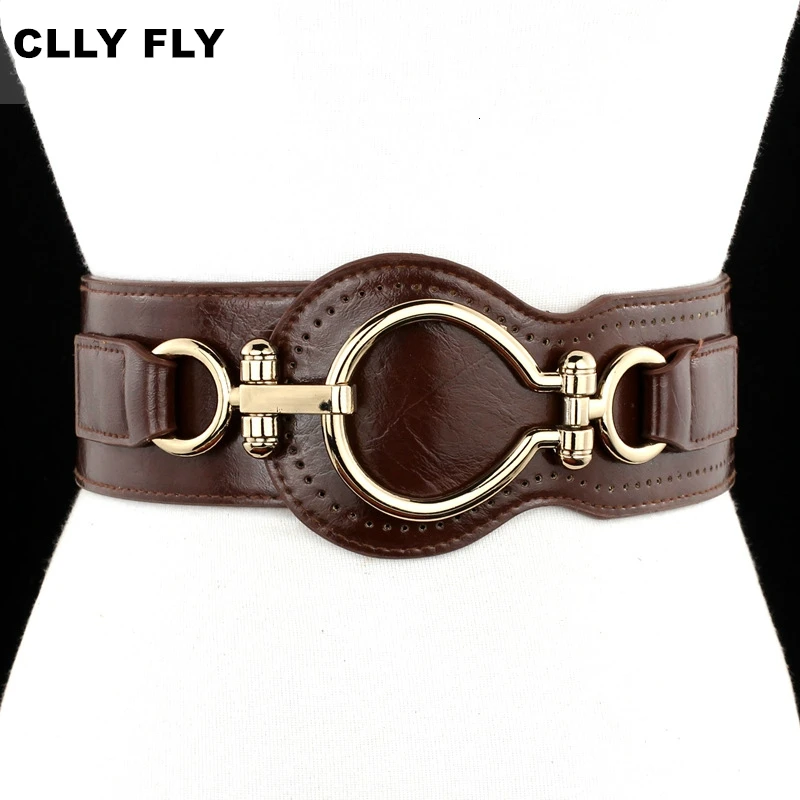 

Women 100% Genuine Leather Belt Gold Semi-circular Buckle Wide Belt Fashion Coat Cowskin Waist Belts For Women Dress Pants