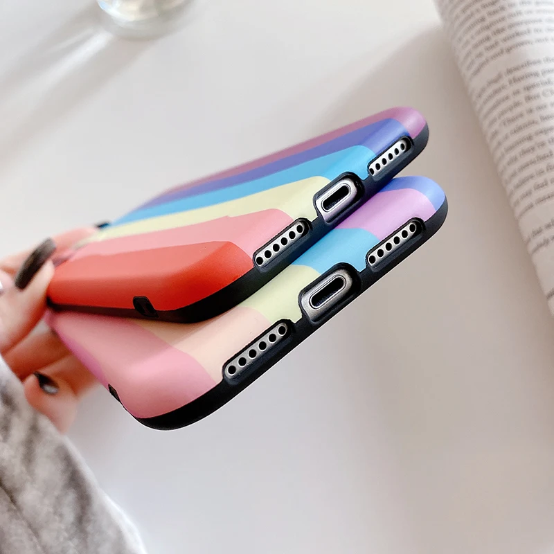 

Rainbow Phone Case For iPhone 12 Pro 12 Mini 11 11 Pro Max XR XS Max Gradient Color Soft Silicone Back Cover