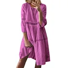 Платье женское винтажное кружевное, повседневный ажурный сарафан свободного кроя, с рукавом 34, вечерняя вечерние одежда, офисная одежда, размера плюс, лето