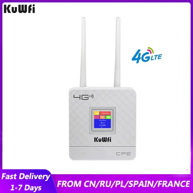 KuWfi 150Mbps Wifi Router CAT4 LTE FDD/TDD Unlock 4G Router With Sim Card Solt External Antennas WAN/LAN RJ45 Port 10 WiFi Users unlocked cat4 router 4g sim card 300mbps wireless router 4g wifi router 4g lte wifi router rj45 lan port supports fdd tdd