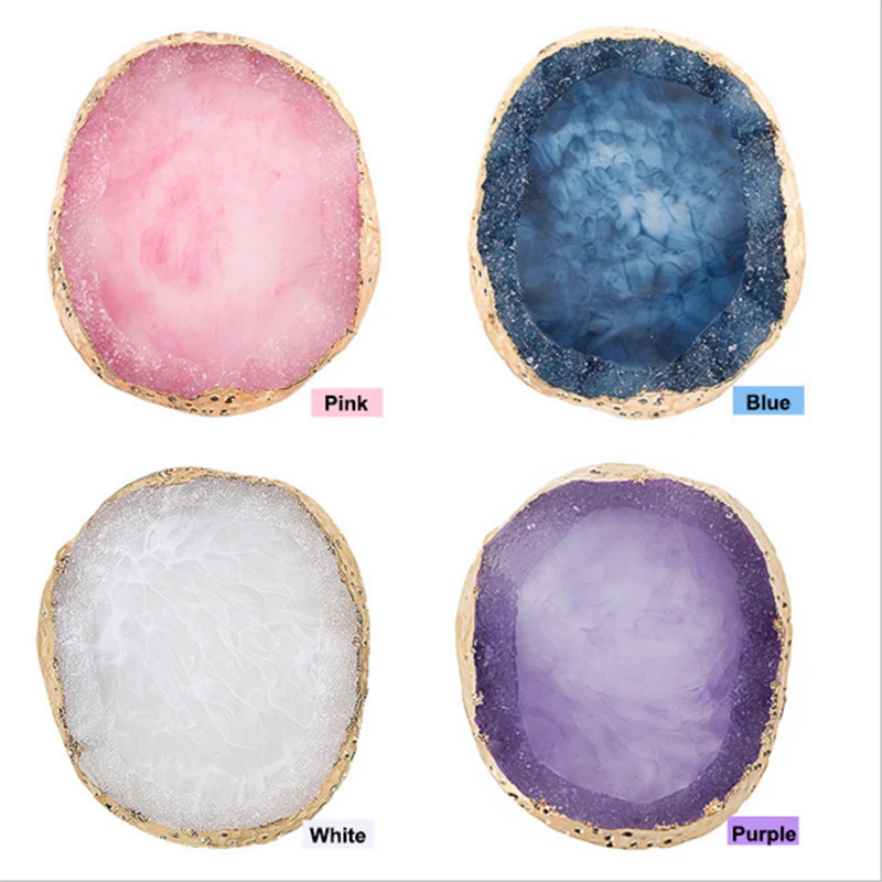 Imitation Agate Crystal Resin Nail Color Paint Palette Holder Drawing Art for Mixing Display |
