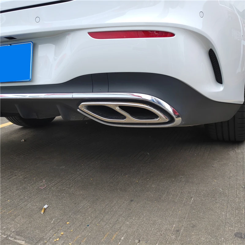 

Car Styling Exhaust Tail Pipes Frame Decoration Sticker Trim For Mercedes Benz CLA C118 2020 Tail Throat Modified Accessories