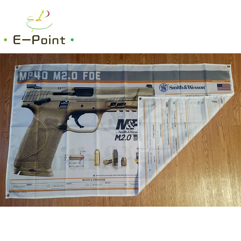 S &amp W MP40 M2.0 PDE флаг пистолета 3 фута * 5 футов (90*150 см) размер украшения для дома