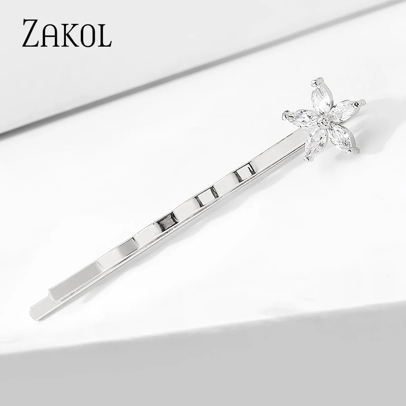 ZAKOL Высокое качество Модный стиль милый фианит цветок ювелирные изделия