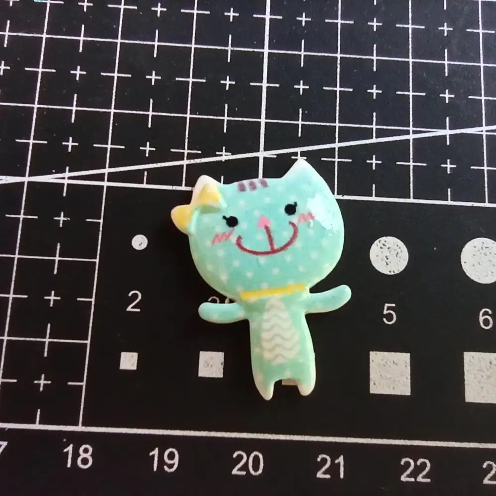 

1 шт./лот смолы с плоской задней частью синий цветной принт с рисунком «Счастливый Кот», 29 мм скрап-украшение DIY Украшение для телефона