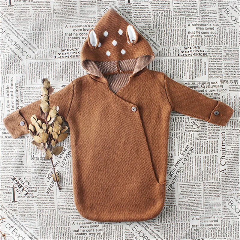 

Newborn Sleeping Bags Baby Wrap Swaddle Solid Color Long Sleeve Hooded Blankets for Bed Home Stroller