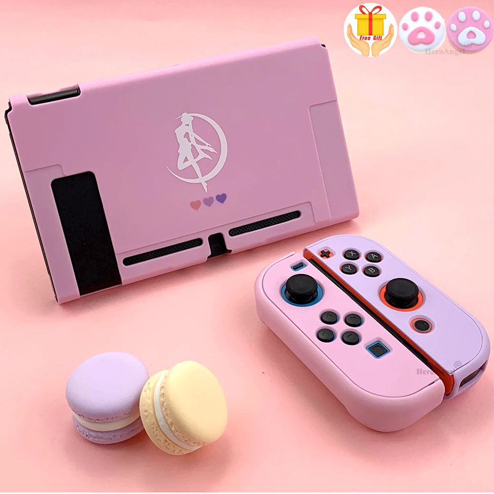 

Чехол для Nintendo Switch, милый розовый, фиолетовый чехол с полным покрытием, чехол для контроллера JoyCon, Жесткий Чехол для аксессуаров Nintendo Switch
