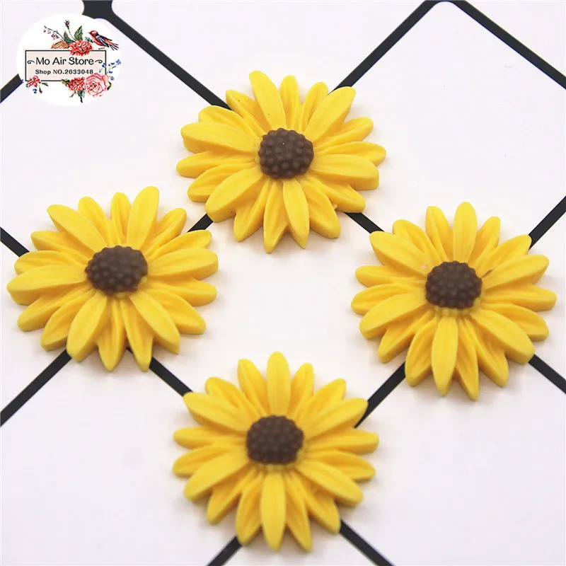 20pcs 26mm mixed color daisy flower resin flatback cabochon diy jewelryphone decoration art accessories no hole free global shipping