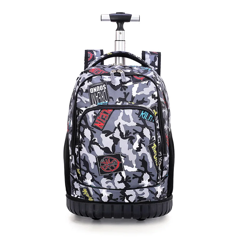 Rolling Backpack 18 дюймов рюкзак для путешествий, школьные рюкзаки на колесиках, школьный рюкзак для подростков, мальчиков, детская школьная сумка с колесиками - Цвет: Rolling Backpack