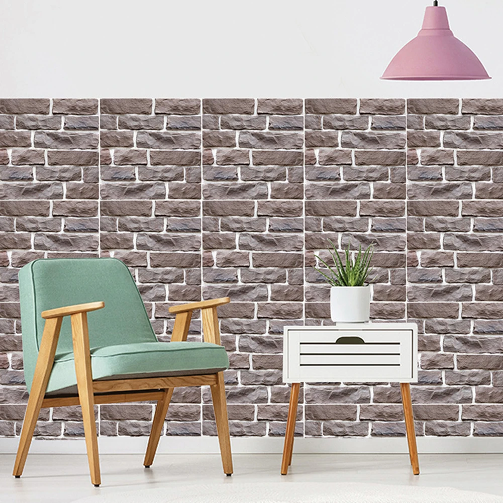 3D ПВХ винтажный кирпич деревянный камень шестигранная Настенная Наклейка для