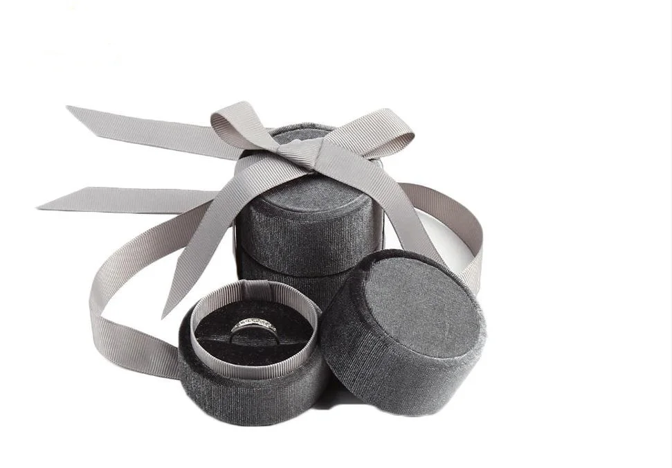 Оптовая продажа ювелирных изделий упаковочная коробка в серый бархатный круглый