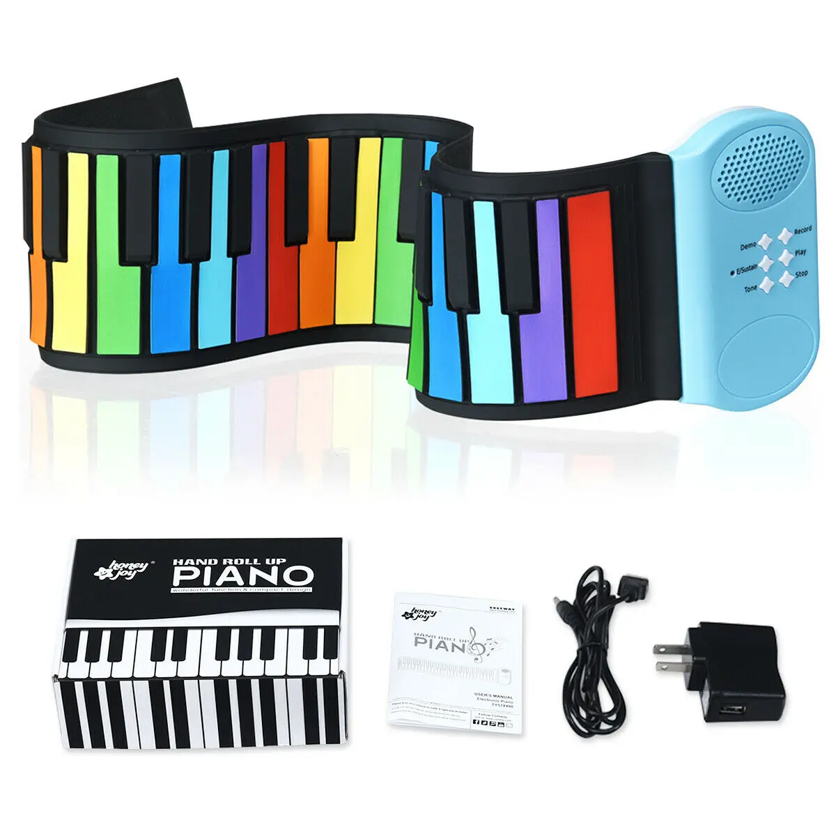 

HoneyJoy 49 Keys Roll Up Piano Flexible Kids Piano Keyboard w/ Built-in Speaker TY578490