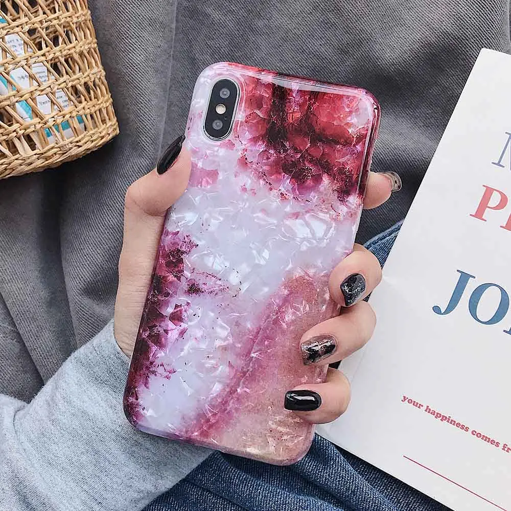 m LOVECOM оболочка текстура цветок чехол для телефона для iPhone 11 Pro XR XS Max 6 6S 7 8 Plus Мягкий IMD кольцо Кристалл Телефон задняя крышка - Цвет: m