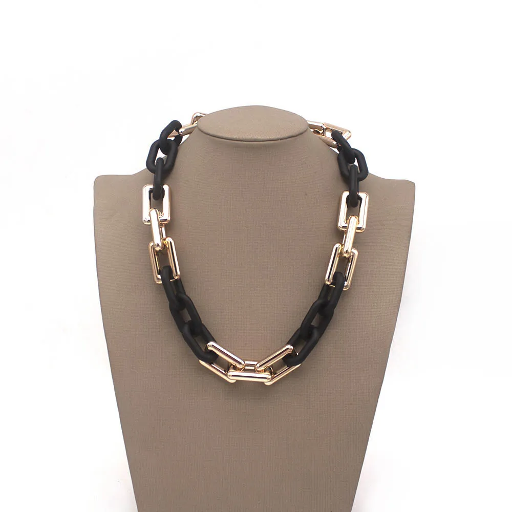 

Массивное толстое ожерелье в стиле панк с металлическим и золотым овальным покрытием, женское ожерелье ручной работы высокого качества, ож...