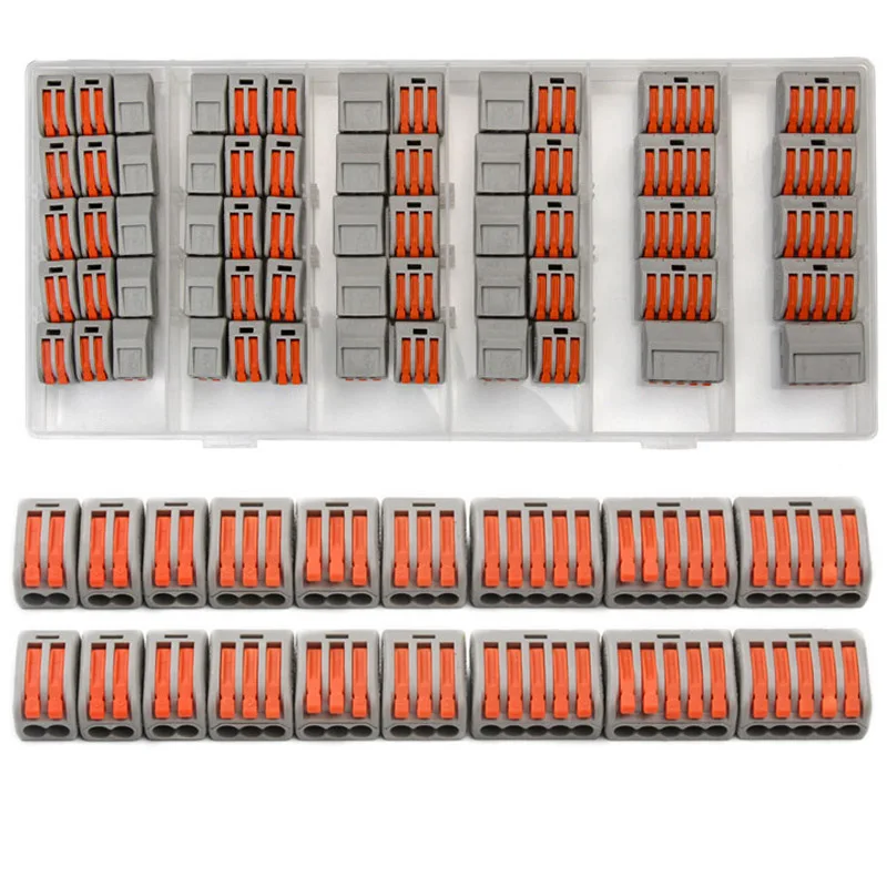 

60PCS PTC lever nut spring lever Reusable Spring Lever Terminal with box accessories wire crimp connector terminal eletrico