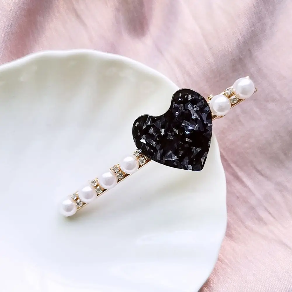 

New Fashion Geometric Acrylic Hair Clips Round Heart Shape Hairpin Glitter Crystal Pearl Barrette Women Girls Hair Accessories
