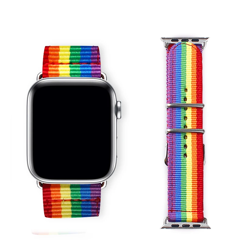 Радужный ремешок 38mm40 мм. 42 44 мм Iwatch серии 4/3/2/1 цветные полосы для часов Apple Watch