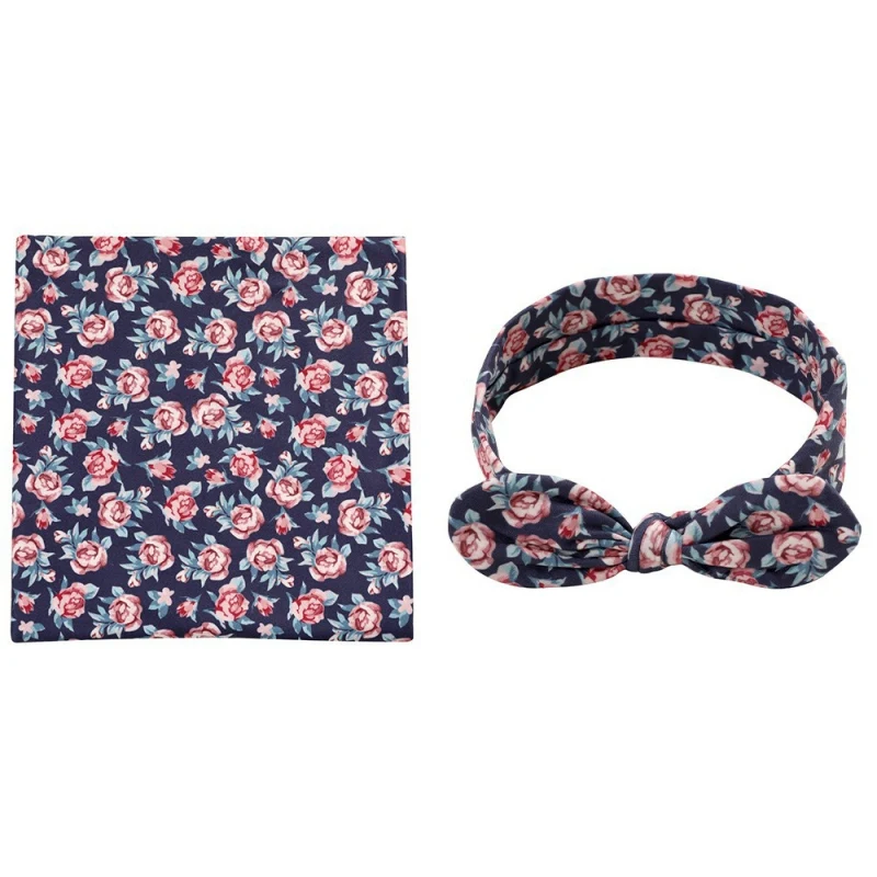 Manta receptora para reci&eacute;n nacido, conjunto de diadema con estampado de flores, mantas receptoras para beb&eacute;-2