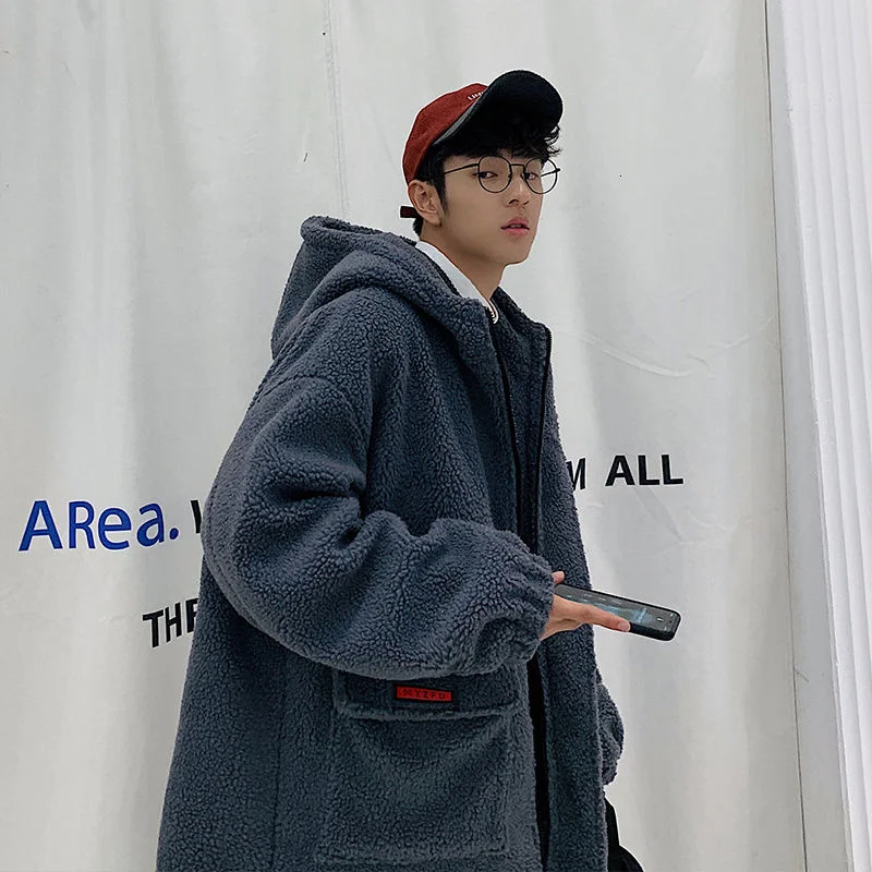 Зимние мужские повседневные куртки 2021 пальто из овечьей шерсти утепленные парки