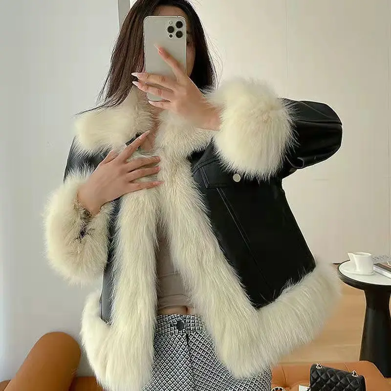 

Women Winter Coats Thick Faux Leather Fur Coat Female Fur Leather Jacket Aviator Jacket Casaco Feminino Motorcycle Coats