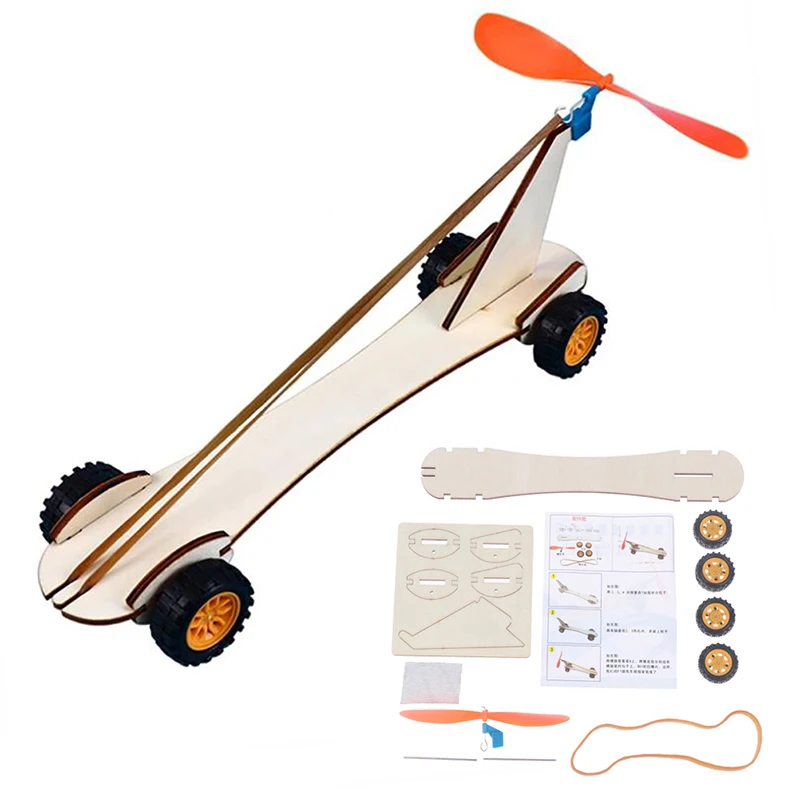 

Новая модель автомобиля с воздушным питанием, собранная Резиновая лента, игрушечный автомобиль, детская технология ручной работы, маленько...