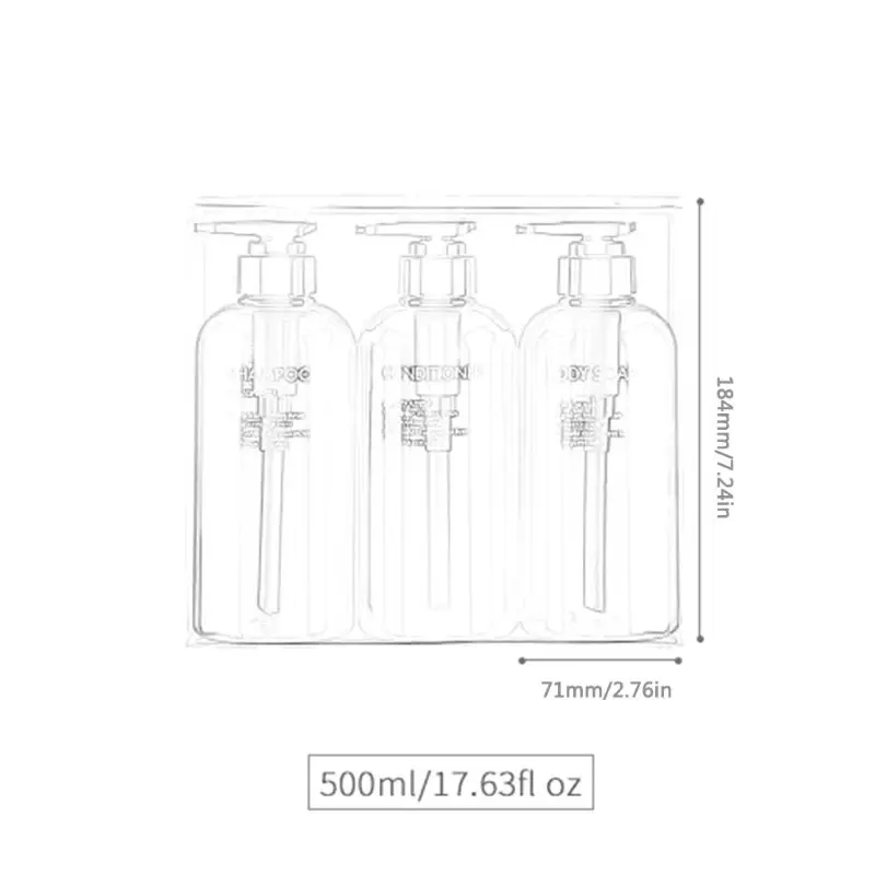 

3Pcs 500ml Empty Bottle Set Shampoo Shower Gel Hair Conditioner Press Dispenser